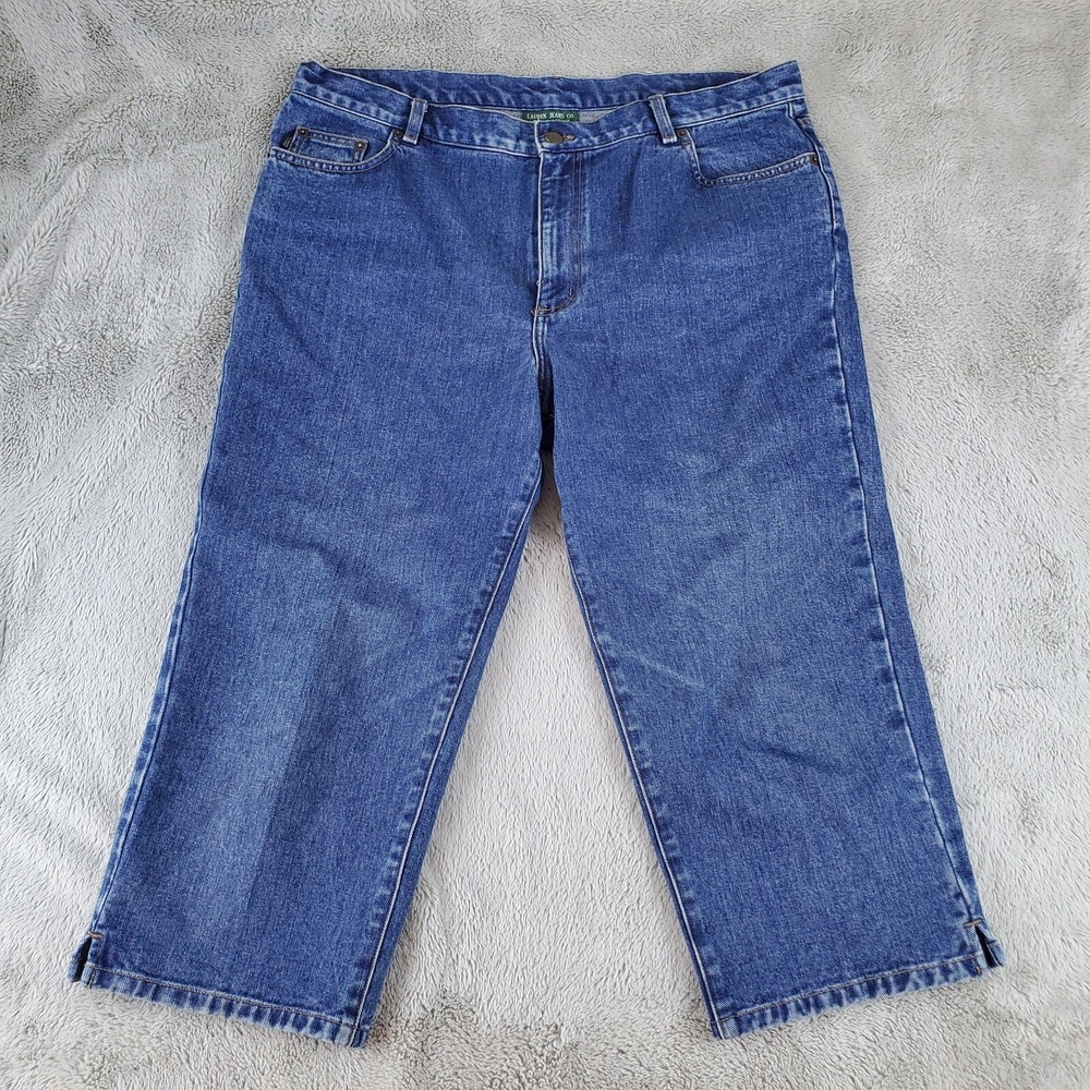 Lauren Ralph Lauren Jeans Women 16 Cropped Capri Mid Rise Denim Blue Medium Wash